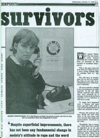Woman answering Rape Crisis helpline in Evening News piece from 1990